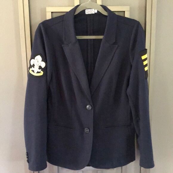 Miller Wendt Navy knit blazer jacket ￼military S